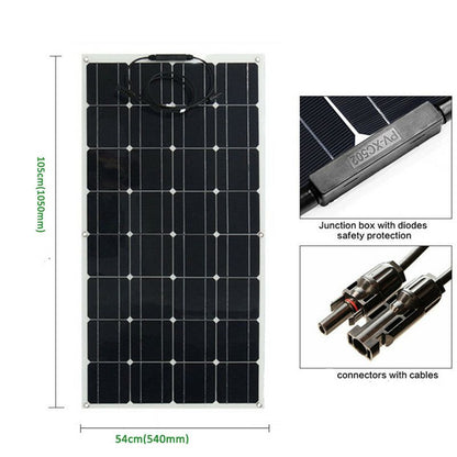 Célula solar mono 100 w 200 w kit de painel solar flexível com controlador de carga solar 10a/20a 12 v painéis solares para rv/barco/carro/acampamento