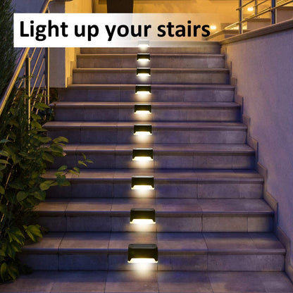 Solar Deck Lights 16 Pack Outdoor Step Lights Waterproof Led Solar Lights for Railing Stairs Step Fence Yard Patio and Pathway