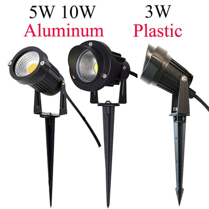 LED COB Garden lighting 3W 5W 10W Outdoor Spike Lawn Lamp Waterproof Lighting Led Light Garden Path Spotlights AC110V 220V DC12V