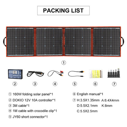 160W folding solar panel*1 English manual*1 DOKIO