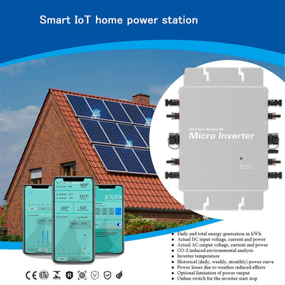 Wireless Micro Inverter 2000W 2400W 2800W Solar Grid Tie Converter Built-in WiFi Data Terminal