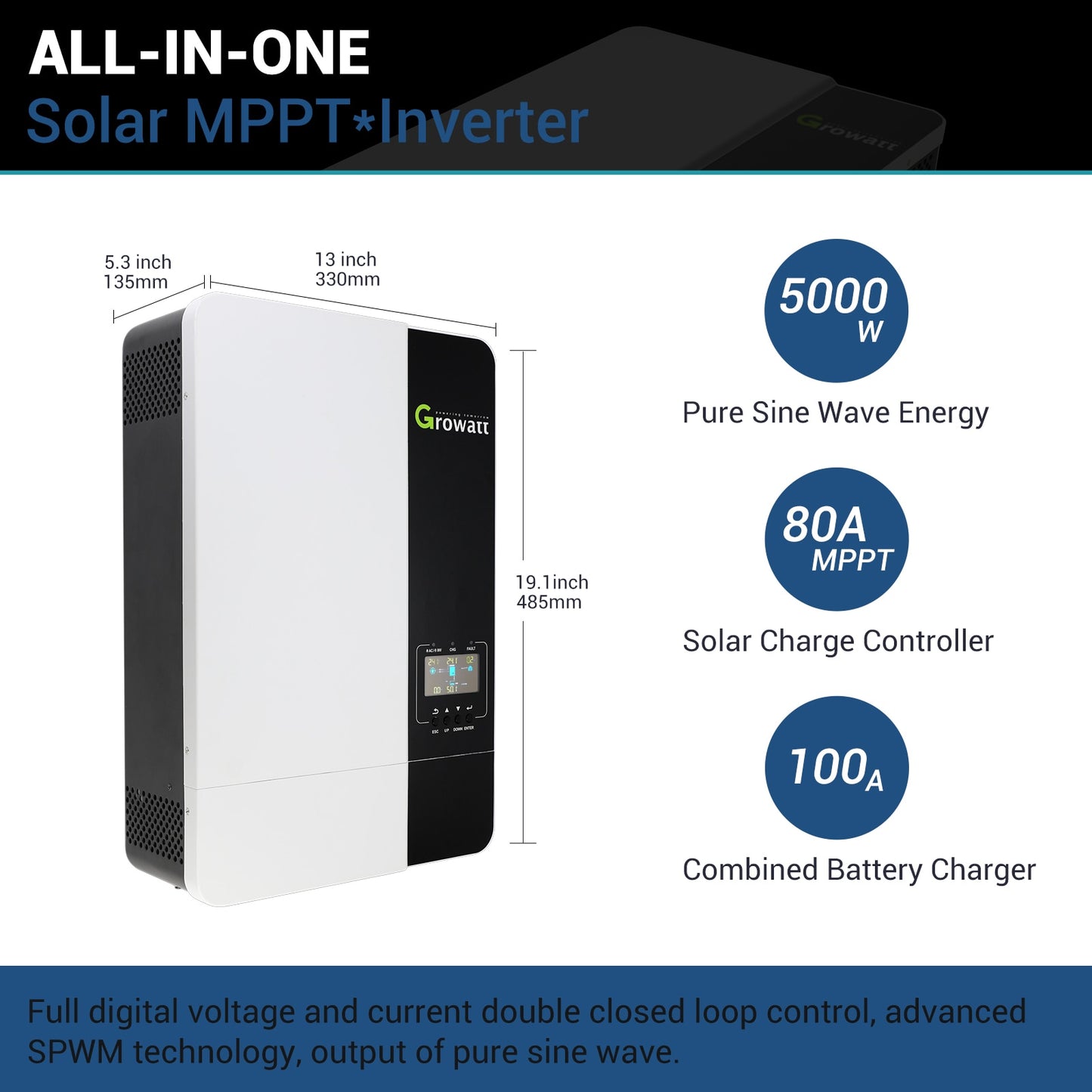 485mm Solar Charge Controller 100A Combined Battery Charger Full