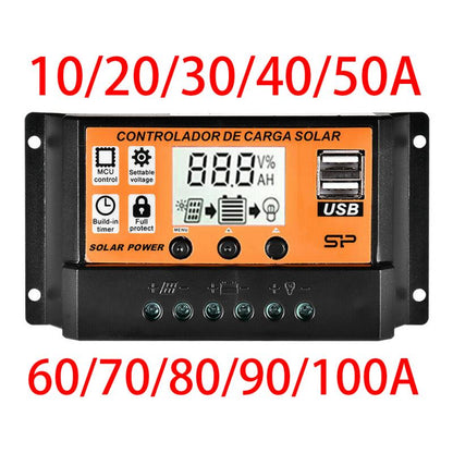 MPPT Solar Charge Controller 12V 24V 10A 20A 30A 40A 50A Solar Controller Solar Panel Battery Regulator Dual USB 5V LCD Display