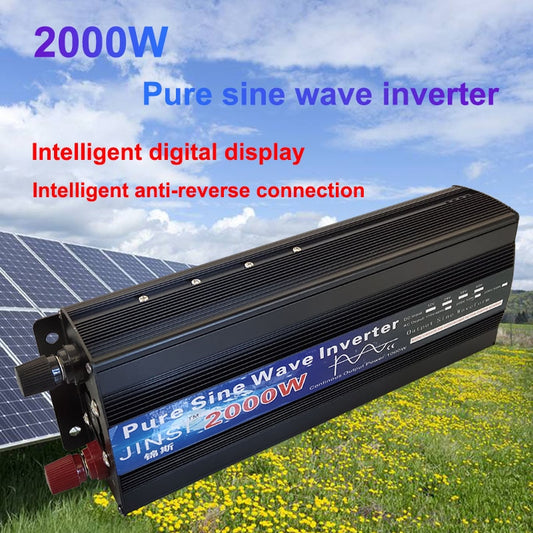 Inversor de onda sinusoidal pura, 1000W, 1600W, 2000W, CC, 12V/24V, CA, 110V, 220V, 50Hz, 60Hz, convertidor de energía Solar para coche doméstico
