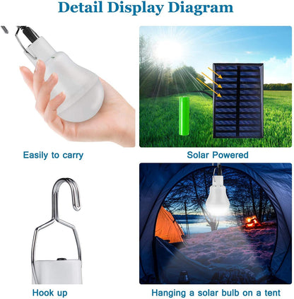 Bombilla LED Solar resistente al agua para exteriores, 5V, carga USB, colgante, luz solar de emergencia, lámpara alimentada, portátil, potente, casa interior