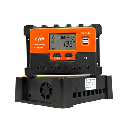 10A/20A/30A/40A/50A/60A PWM Solar Charge Controller 12V/24V Battery Equalizer Charger Solar Controll Regulator