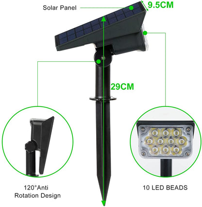 T-SUN Faretto solare orientabile Luce solare da giardino IP65 Luce verde a energia solare per la decorazione dell'albero del percorso del cortile Luce solare esterna