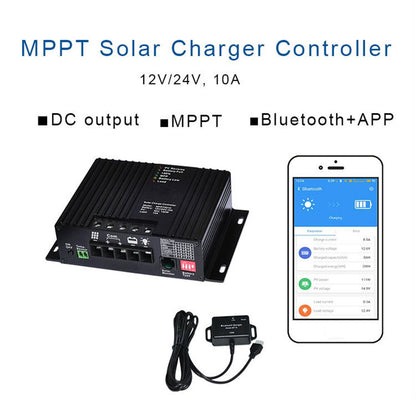 MPPT Solar Charge Controller with Bluetooth Solar Panel Charge Regulator GEL/AGM/Flooded/LiFePO4(12.8V)/Lithium ion(NCM)