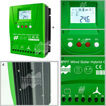 2000W 12V 24V 48V MPPT Hybrid Solar Controller Wind Turbine Battery Equalizer With Dump Load LCD Display For Lifepo4 All Battery