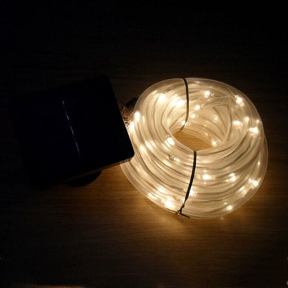 7M/12M/22M Solar Powered Rope Tube fairy String Light Ourdoor Xmas Garden Christmas party Tree flexible Strip Lighting Decor