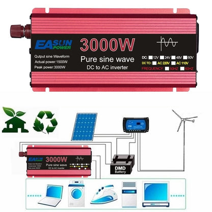 Inverter Pure Sine Wave 12V DC to AC 220V Converter 3000w 2200w 1600w 1000w Stabilizer 24V Solar Inverter 50hz 60hz Transformer