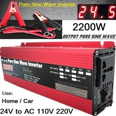 Pure Sine Wave Inverter 12V/24V To AC110V 220V 1000W 2000W 3000W Voltage Transformer Power Converter Solar Inverter LED Display