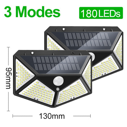 180 100 LED Solar Light Outdoor Solar Lamp with Motion Sensor LED Garden Light Waterproof Solar Power Spotlight Street Sunlight