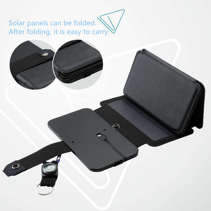 KERNUAP Sun Folding 10W Solar Cells Charger 5V 2.1A USB Output Devices Portable Solar Panels for Smartphones