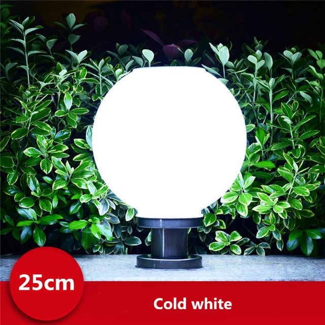 LED boule ronde en acier inoxydable solaire poste lampe extérieure IP65 étanche colonne tête lumière pour jardin Villa pilier jardin hôtel