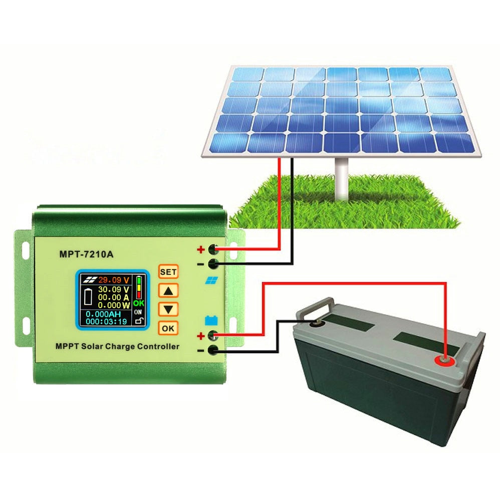 JUNTEK MPT-7210A controlador mppt painel de carregador de bateria solar controle digital módulo de carga de aumento de tensão 24V/36V/48V/60V/72V