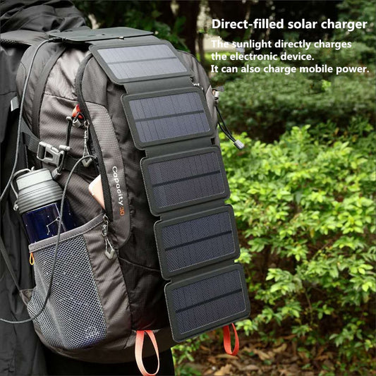 KERNUAP Sun, zusammenklappbar, 10 W, Solarzellen-Ladegerät, 5 V, 2,1 A, USB-Ausgabegeräte, tragbare Solarmodule für Smartphones