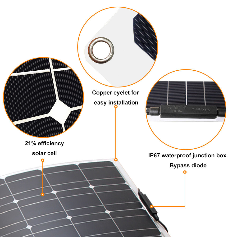 kit de painel solar e 300 w 200 w 100 w painéis solares flexíveis 12 v 24 v módulo carregador de bateria de alta eficiência