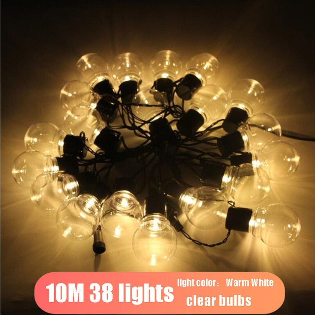 Stringa di luci a LED per feste, feste, giardini, ghirlande, decorazioni natalizie, casa, esterni, globo, festone, lampadina, matrimonio