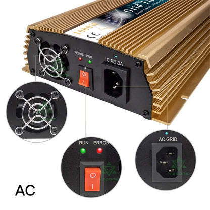 1000W 1300W 1400W MPPT Home On Grid Tie Inverter 10.8-30VDC or 22-50 VDC  Solar Inverter Pure Sine Wave Converter 110V 220V AC