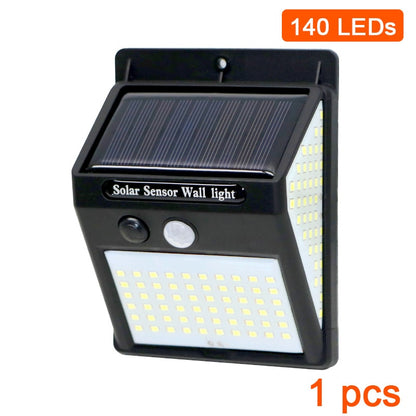 3sided 140LED PIR Motion Sensor Sunlight control Solar Energy Street lamp Yard Path Home Garden Solar Power Induction Wall Light