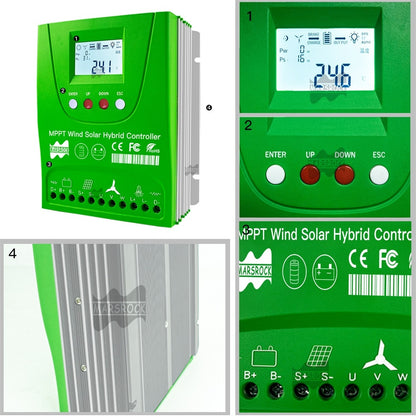 12V 24V 48V 2000W Hybrid  Wind Solar Charge Controller MPPT  Battery Equalizer 30A 60A For Lifepo4 Lithium other Battery