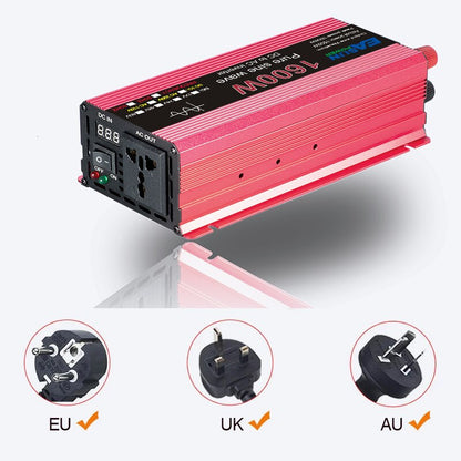 1000W 1600W 2200W 3000W Pure Sine Wave Inverter DC 12V 24V To AC 110V 220V Voltage Transformer Power Converter Solar Car Inverte