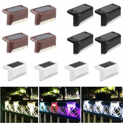 4pcs Path Stair LED Solar Lights IP65 Waterproof Outdoor Garden Yard Fence Wall Lawn Landscape Lamp Staircase Night Light Drop