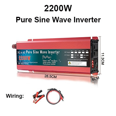 Inversor de onda senoidal pura 12V 24V 220V 110V 1000W 1600W 2000W 3000W Conversor de energia solar 12V a 220V Inversor transformador LED