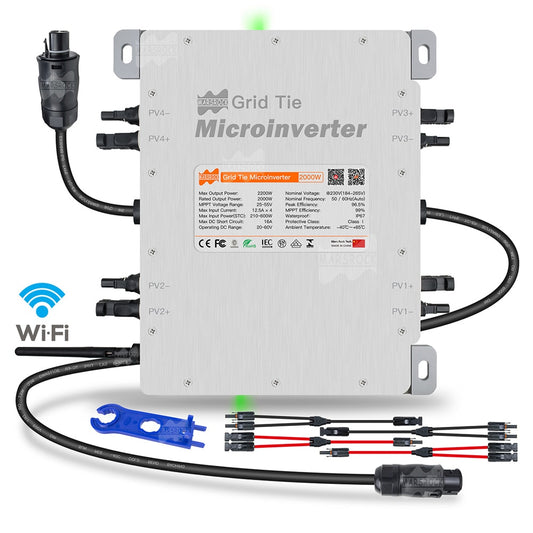 WiFi Deye 2000 W INMETRO VDE IEC Solar-Mikro-Wechselrichter mit Begrenzer 20–60 V DC auf 184–265 VAC MPPT IP67, Versand aus der EU, Brasilien, USA, RU