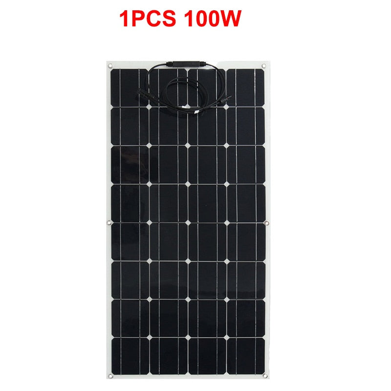 Panneau solaire 12V 100W 200W 300W 400W Couche PET Panneau solaire flexible Cellule solaire monocristalline pour la charge de la batterie 1000W Kits pour la maison
