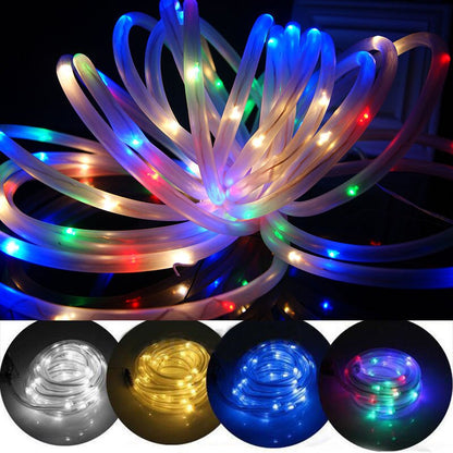 7M/12M/22M Solar Powered Rope Tube fairy String Light Ourdoor Xmas Garden Christmas party Tree flexible Strip Lighting Decor