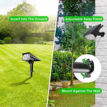 T-SUN Faretto solare orientabile Luce solare da giardino IP65 Luce verde a energia solare per la decorazione dell'albero del percorso del cortile Luce solare esterna