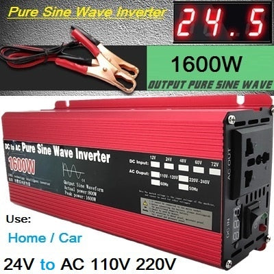 Pure Sine Wave Inverter 12V/24V To AC110V 220V 1000W 2000W 3000W Voltage Transformer Power Converter Solar Inverter LED Display