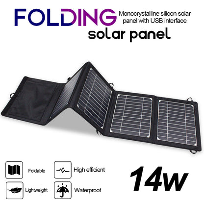 Upgraded 28W 21W 14W Portable Solar Panel Charger Double USB 5V 18V DC Camping Foldable Solar Panel For Phone Charge Power Bank