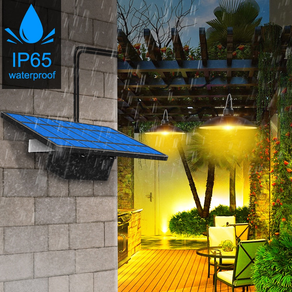 Luces colgantes solares LED 1/2/3/4 cabezas Lámpara colgante solar para interiores y exteriores para puerta Garaje Jardín Patio Balcón IP65 a prueba de agua