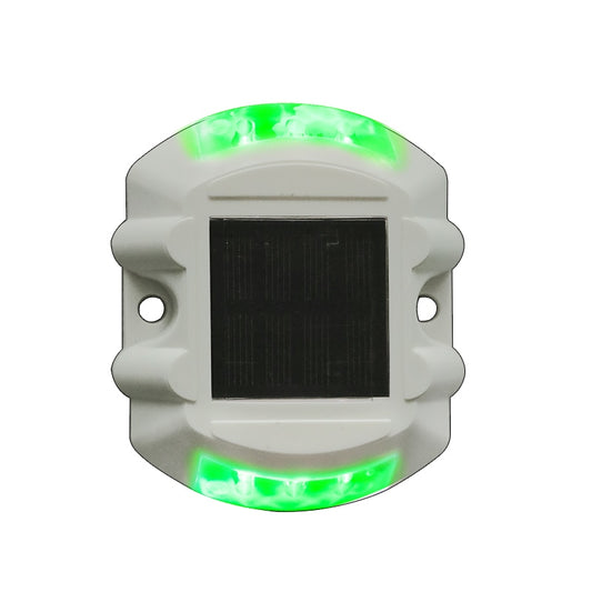 Modo constante cor branca Plástico Verde LED movido a energia solar Parafuso de estrada Refletivo Luz de solo Caminho Deck Luz de aviso de doca