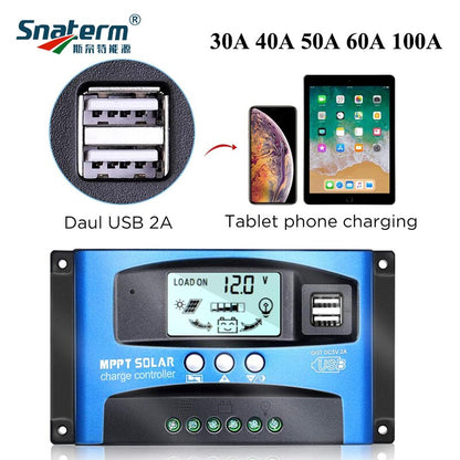 MPPT 30A 40A 50A 60A 100A Solar Laderegler 12V/24V Solar Panel Batterie Regler Laderegler dual USB 5V2A Heimgebrauch