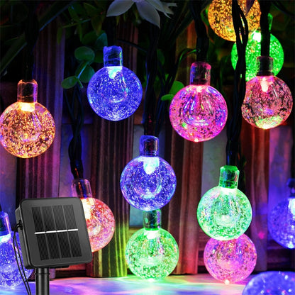 Solar String Lights Outdoor 60 Led Crystal Globe Lights with 8 Modes Waterproof Solar Powered Patio Light for Garden Party Decor