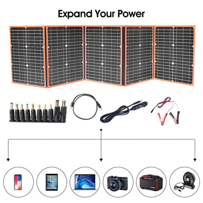 100W 80W 60W 40W Foldable Solar Panel Kit 12V Battery Charger Outdoor Portable Folding Flexible Solar Panels Dual USB+DC Output