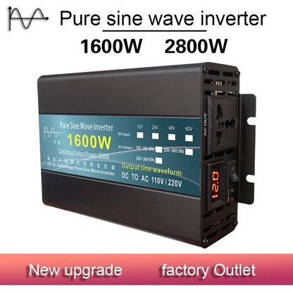 Pure Sine Wave Inverter DC 12v/24v To AC 220V 1000W 1600W 3000W Power Converter Voltage Transformer Solar Inverter LED Display