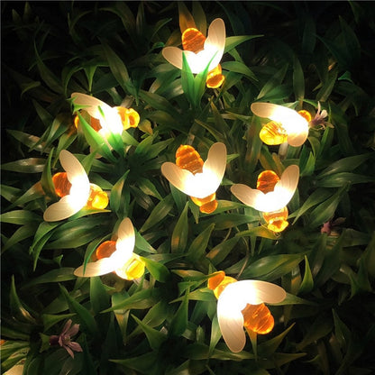 New Solar Powered Cute Honey Bee Led String Fairy Light 20leds 50leds Bee Outdoor Garden Fence Patio Christmas Garland Lights