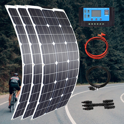 100w 200w 300w 400w Flexible Solar Panel High Efficiency PWM Controller for RV/Boat/Car/Home 12V/24V Battery Charger