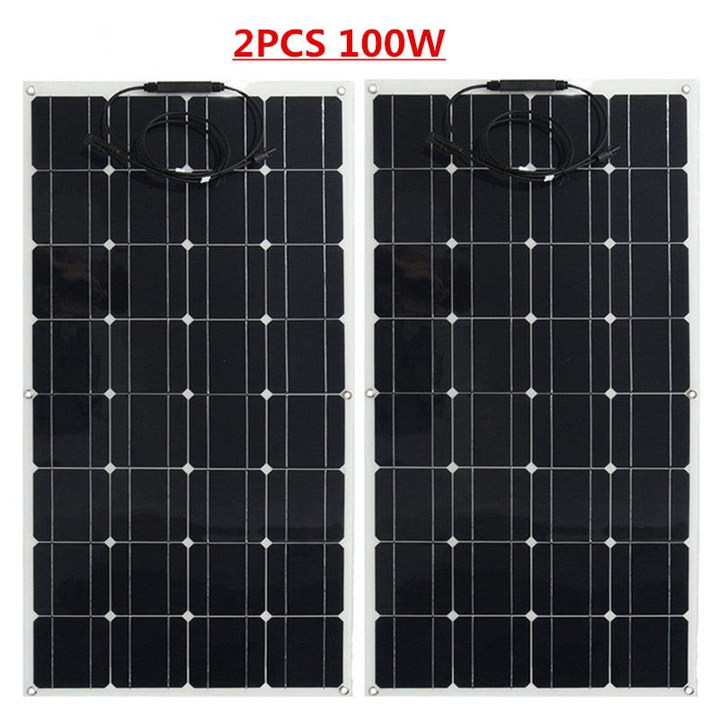 Panneau solaire 12V 100W 200W 300W 400W Couche PET Panneau solaire flexible Cellule solaire monocristalline pour la charge de la batterie 1000W Kits pour la maison