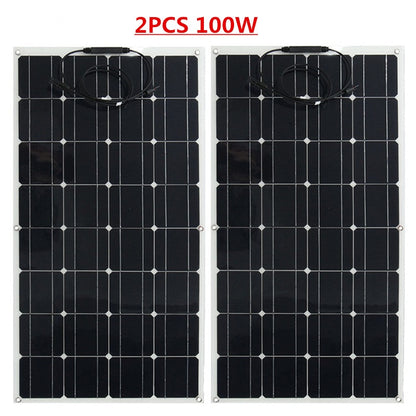 Solar Panel 12V 100W 200W 300W 400W PET Layer Flexible Solar Panel Monocrystalline Solar Cell For Battery Charge 1000W Home Kits