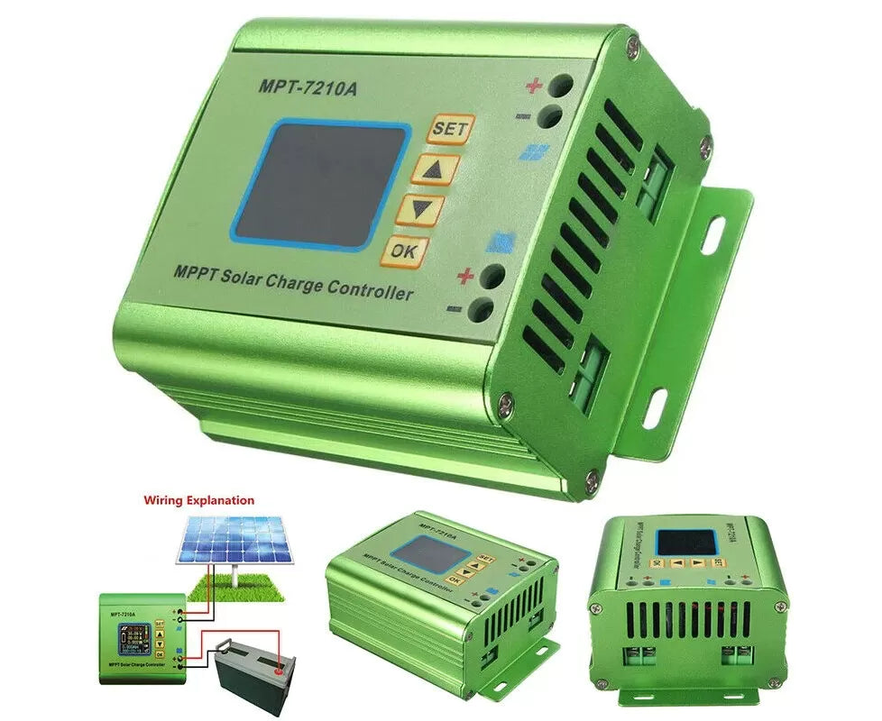 Controlador de carga solar PowMr 10A MPPT - Apto para sistemas solares de banco de batería de litio de 24V 36V 48V 60V 72V