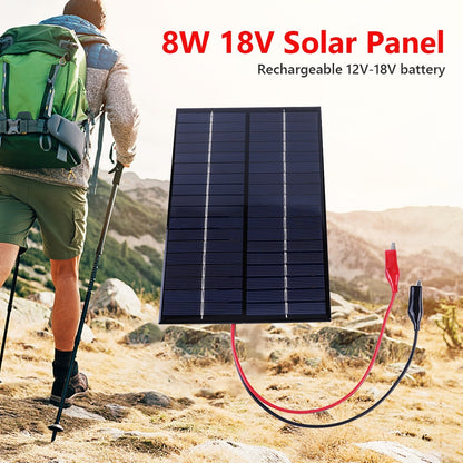 Painel solar à prova d'água 8W 18V placa policristalina ao ar livre portátil DIY carregador de células solares 200x130mm para bateria 12V-18V