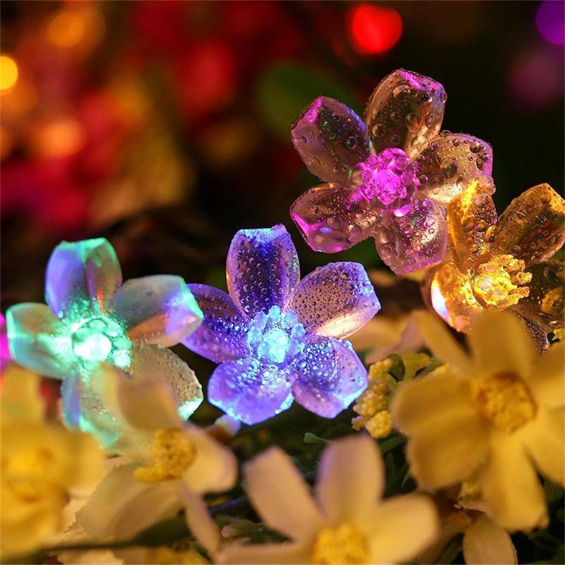 Ghirlande solari luminose 5m 7m 12m fiore di pesca lampada solare alimentazione LED stringa lucine decorazioni per matrimoni da giardino per esterni