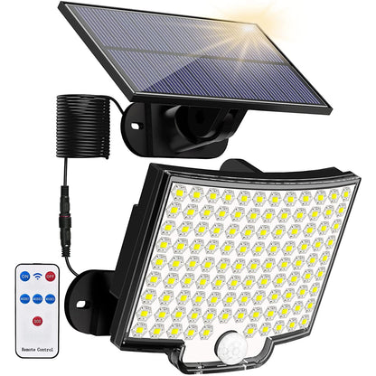 Solar Light Outdoor 106 LED Sensore di movimento super luminoso Lampada da parete da giardino a LED ad alta potenza solare IP65 Impermeabile 4 modalità di lavoro