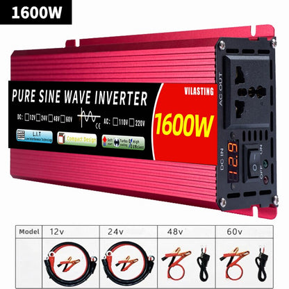 Micro inversor 12v/24v 110v/220v onda senoidal pura 5000w 4000w 3000w 2000w dc para ca 50/60 hz display lcd inteligente conversor de aumento de potência